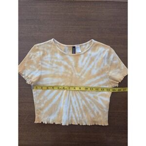 Divided Crop Tie Dye Shirt Women's S‎ Yellow Sunburst 90s Y2k